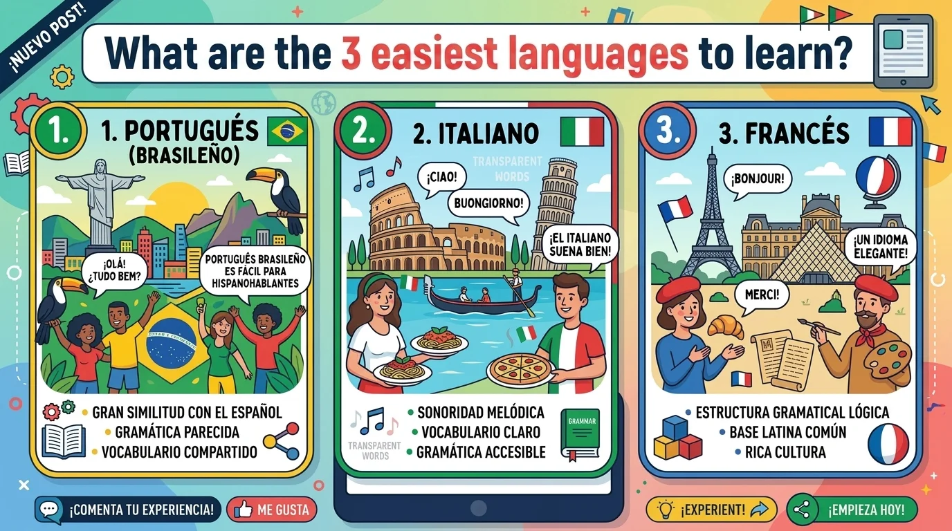 What are the 3 easiest languages to learn?